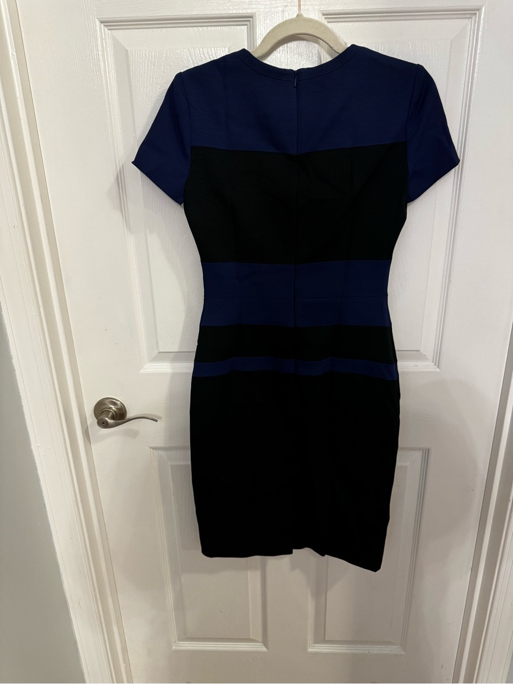 Karen Millen Blue and Black Band Colorblock Mini Dress - Picture 2 of 5